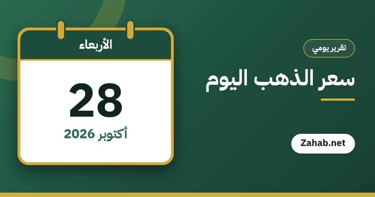 سعر الذهب اليوم الأربعاء 28 أكتوبر 2026